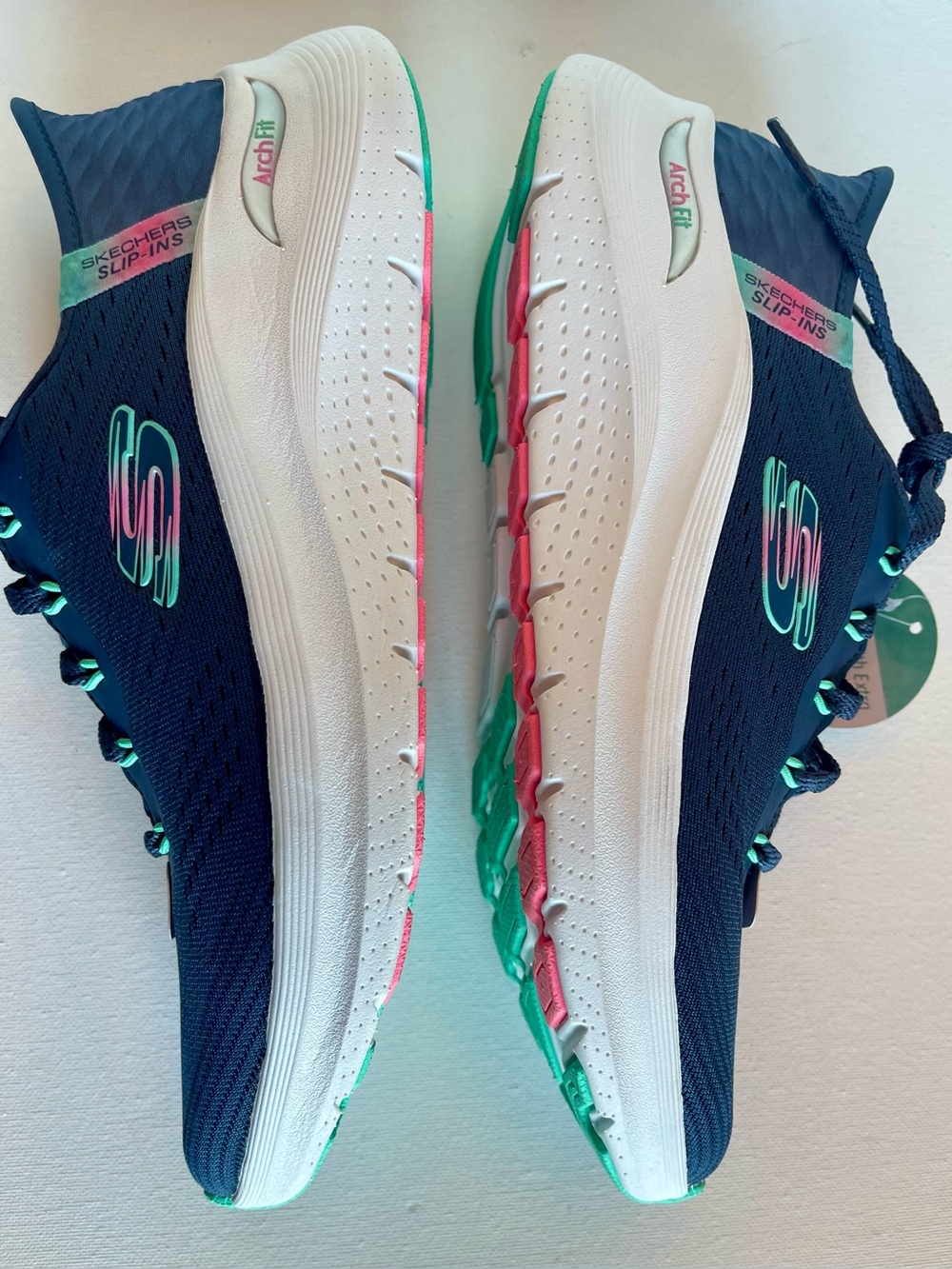 NEW SKECHERS ARCH FIT 2.0 EASY CHIC HANDS FREE SLIP-INS NAVY/TURQUOISE SIZE 8.5 - Picture 12 of 17